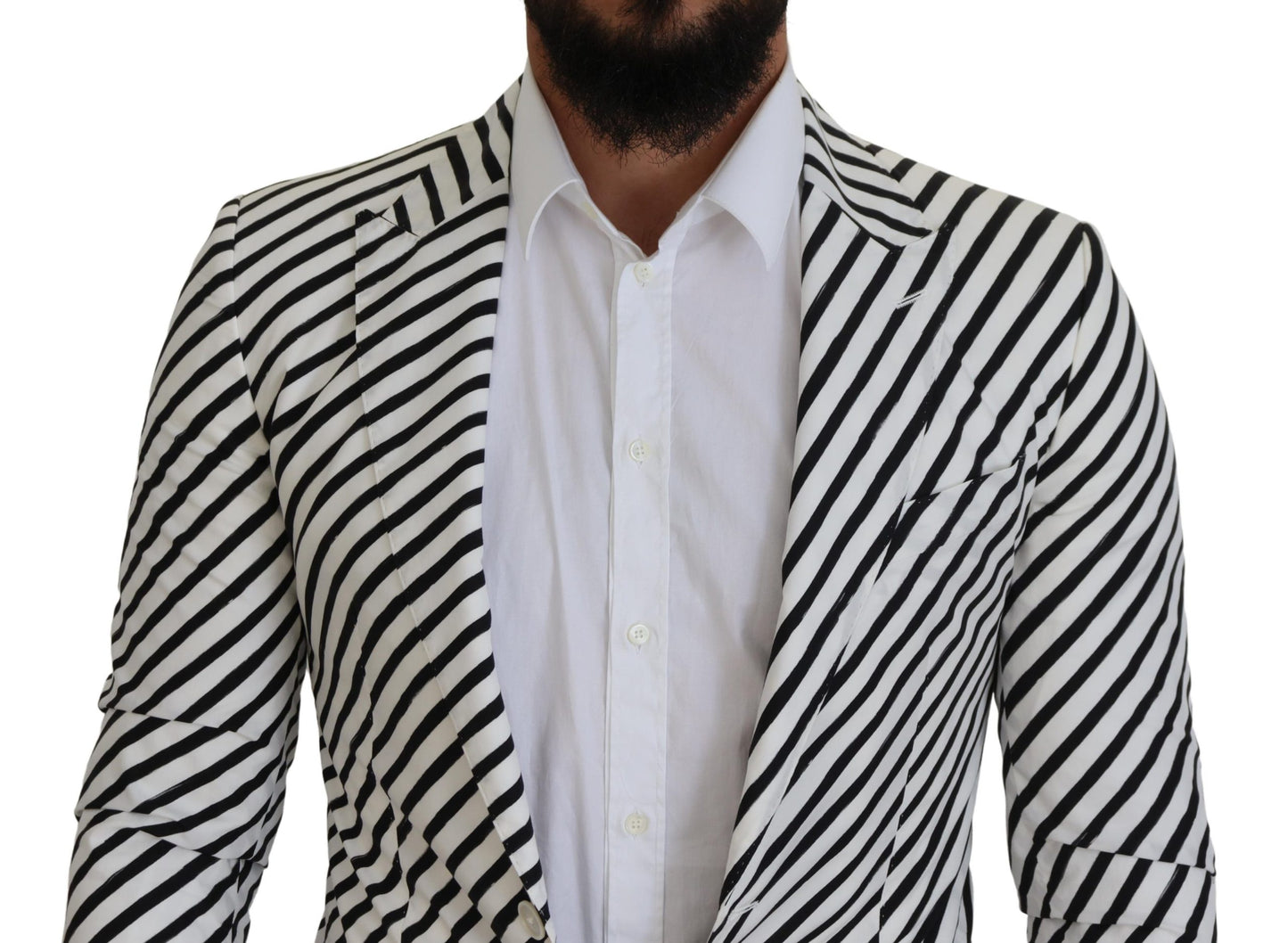 Dolce &amp; Gabbana Elegant white striped single-breasted blazer