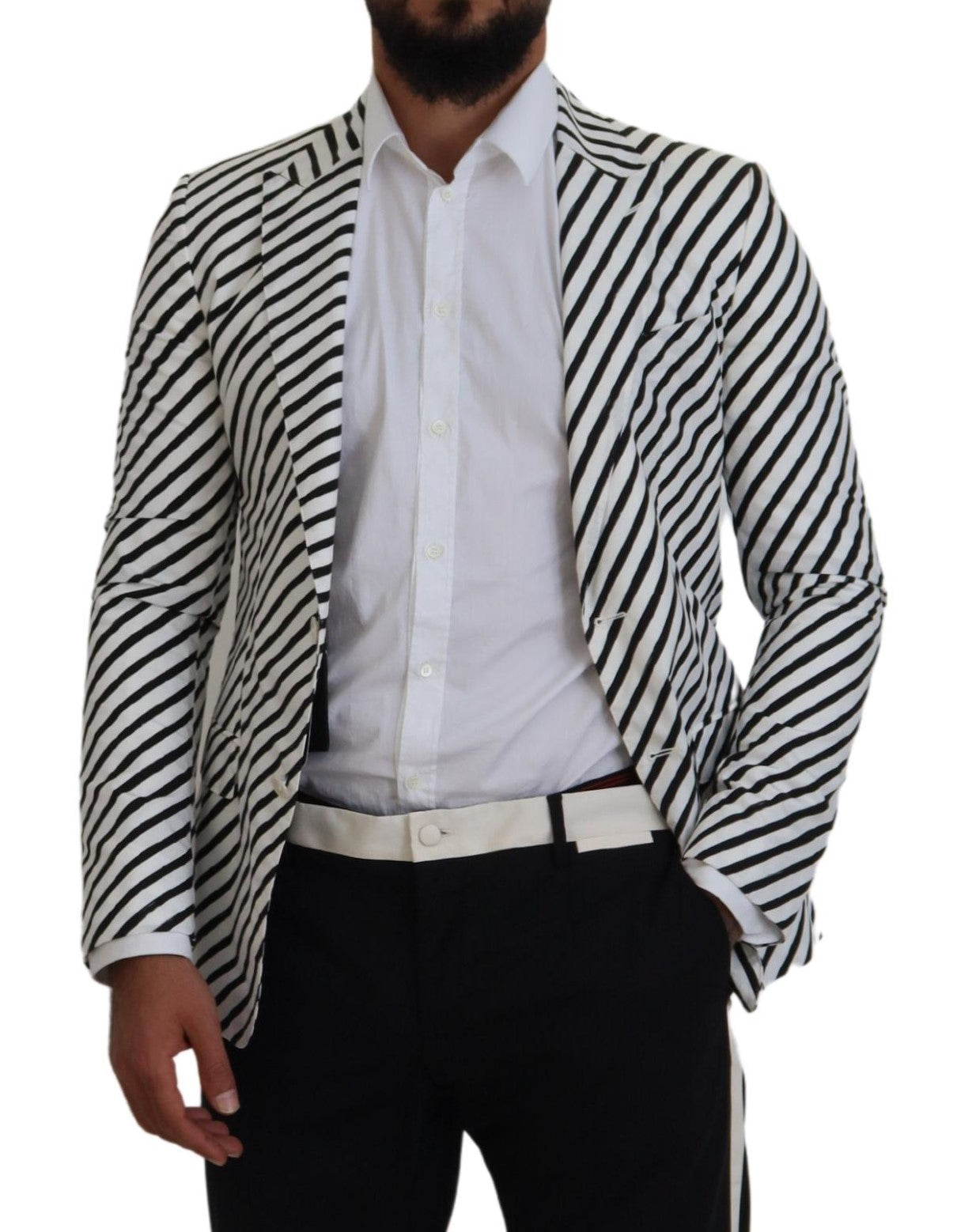 Dolce &amp; Gabbana Elegant white striped single-breasted blazer