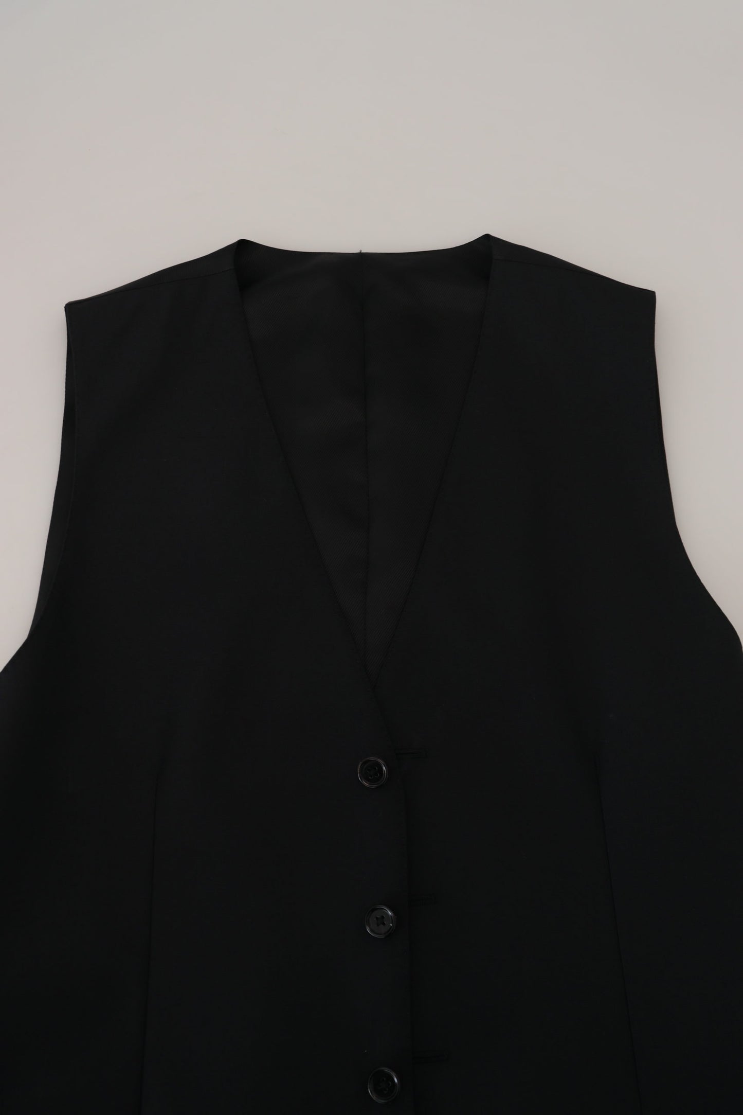 Dolce & Gabbana Elegante Schwarze formelle Wolle-Seide-Kleidweste