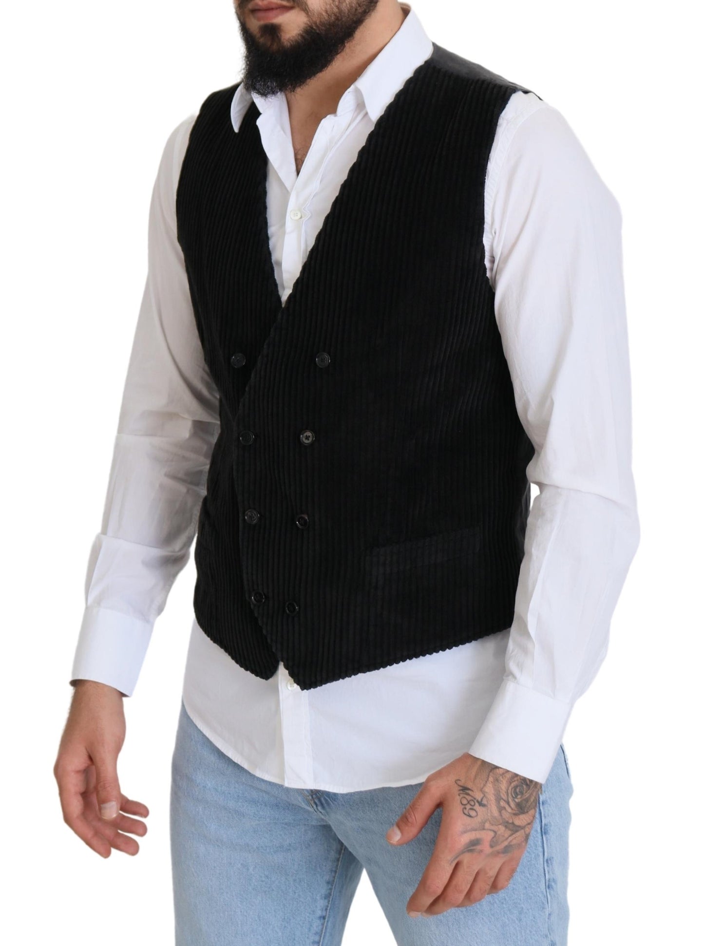 Dolce &amp; Gabbana Elegant black double-breasted vest