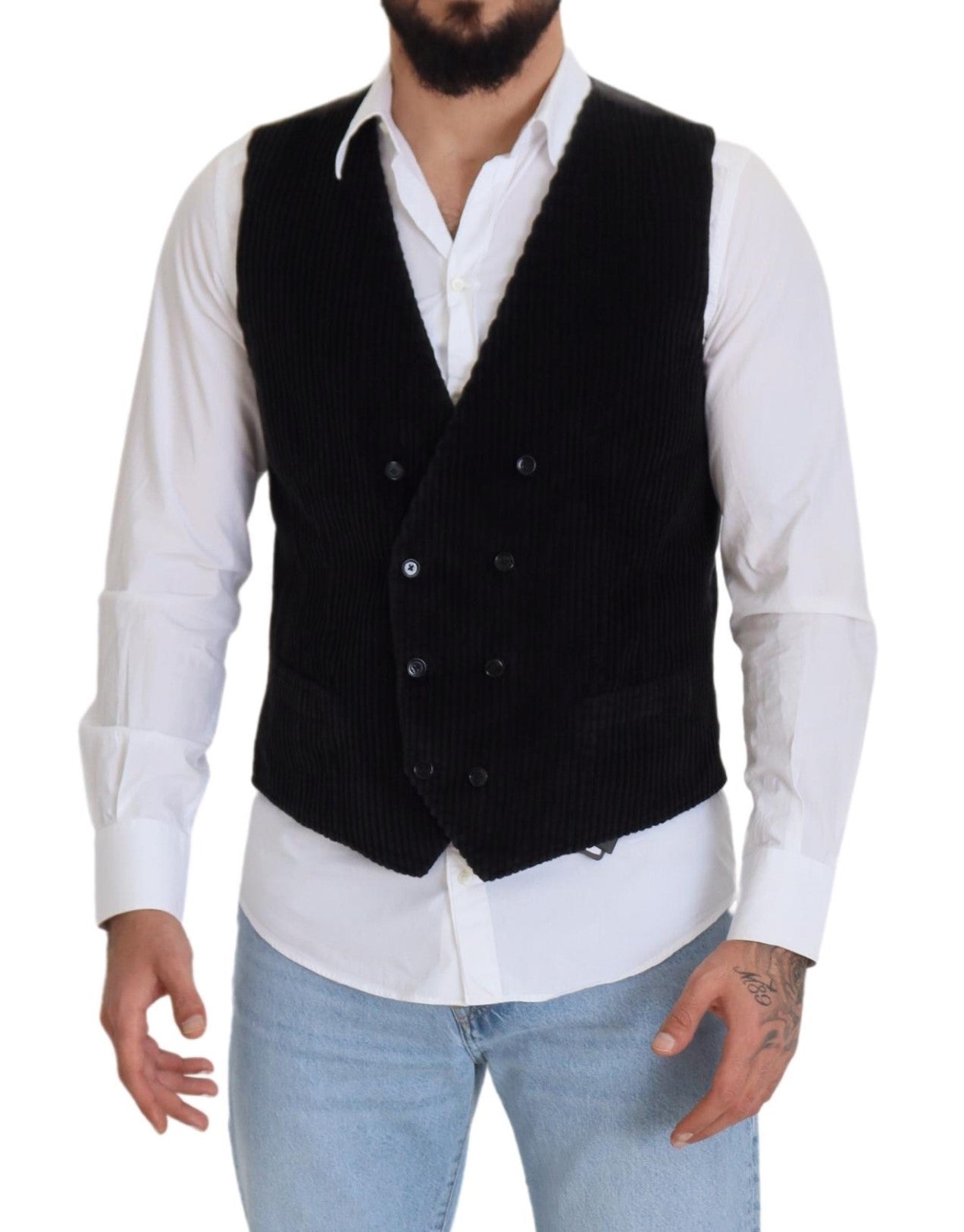 Dolce &amp; Gabbana Elegant black double-breasted vest