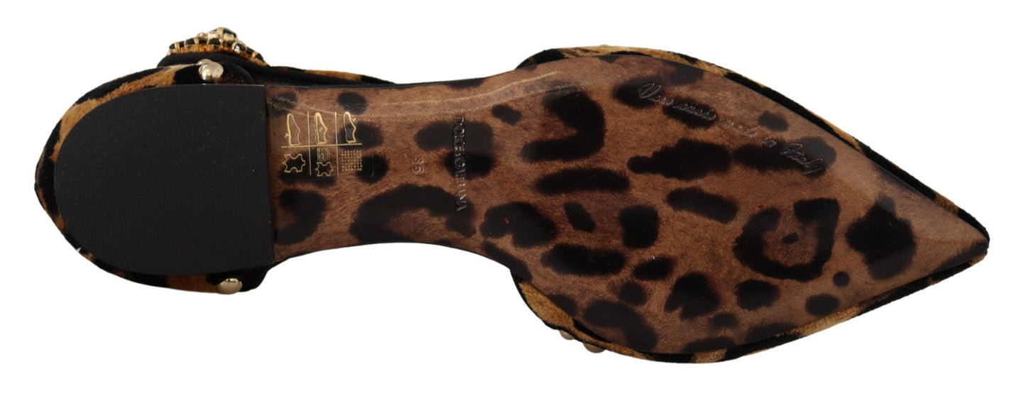 Dolce &amp; Gabbana kukkakoristeiset Leopard T-Strap sandaalit