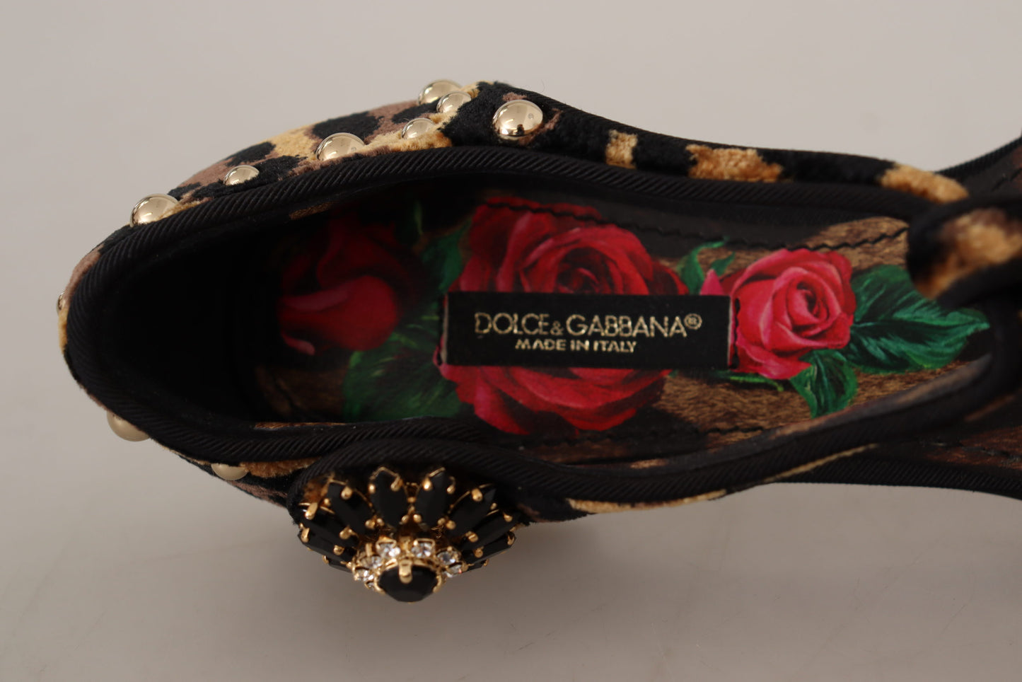 Dolce &amp; Gabbana kukkakoristeiset Leopard T-Strap sandaalit