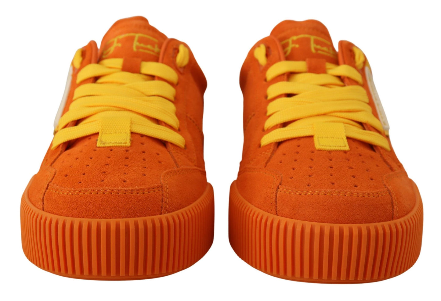 Dolce &amp; Gabbana Chic Orange Suede Lace-Up Sneakers