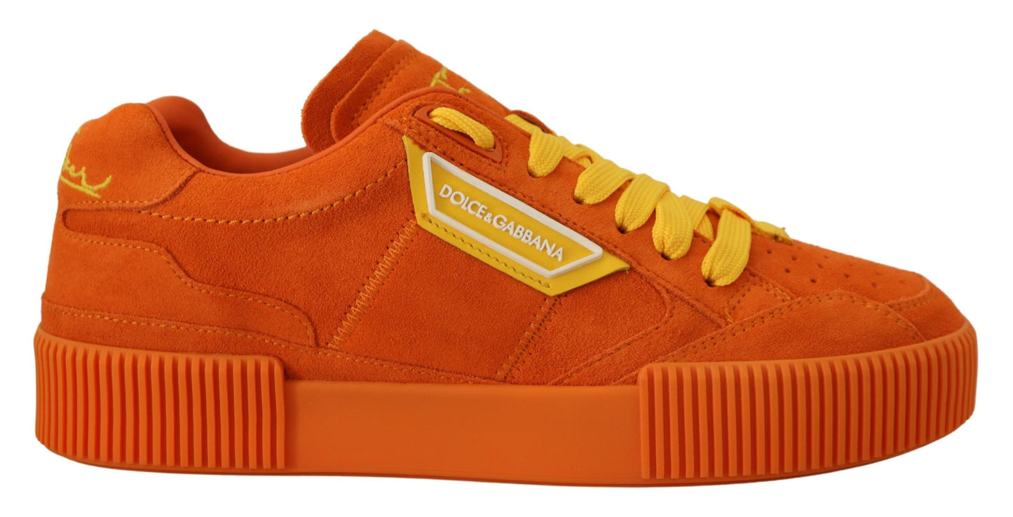 Dolce &amp; Gabbana Chic Orange Suede Lace-Up Sneakers