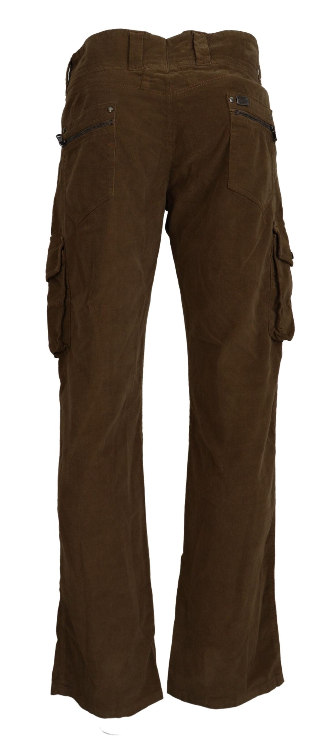 Ermanno Scervino Chic brown cargo pants made of corduroy