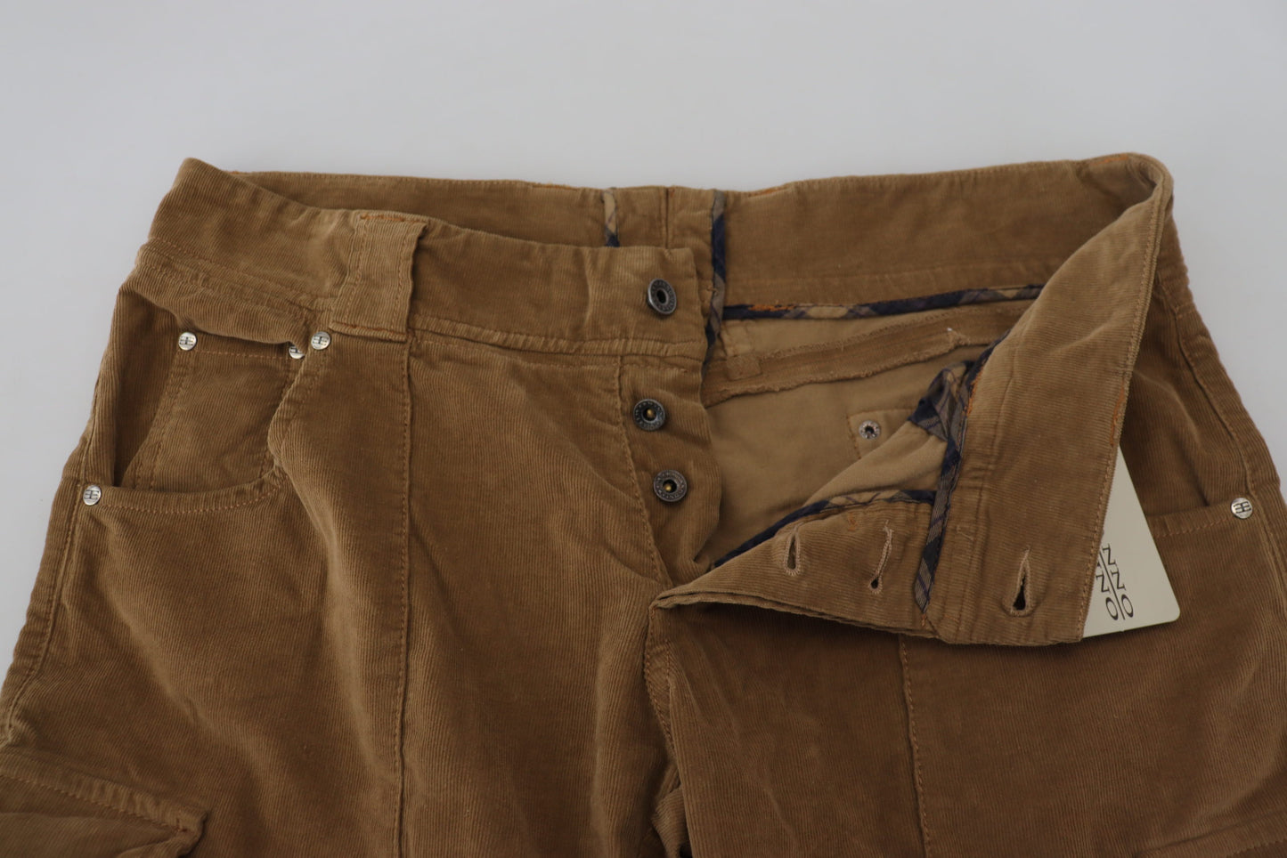 Ermanno Scervino Chic brown cargo pants made of corduroy