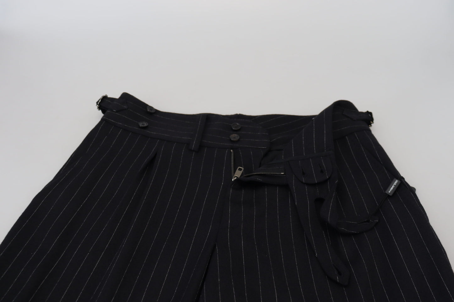 Dolce &amp; Gabbana Elegant black striped wool blend trousers