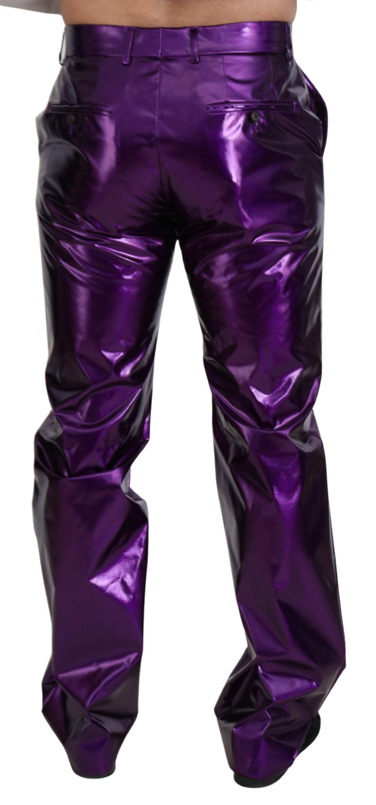 Dolce &amp; Gabbana Elegant shiny purple straight fit pants