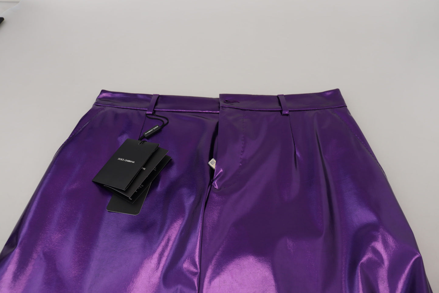 Dolce &amp; Gabbana Elegant shiny purple straight fit pants