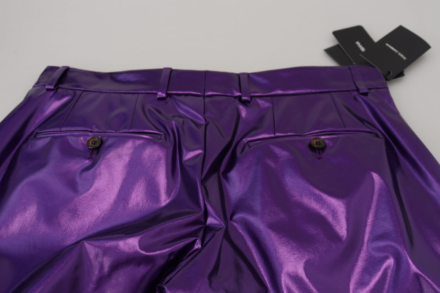 Dolce &amp; Gabbana Elegant shiny purple straight fit pants