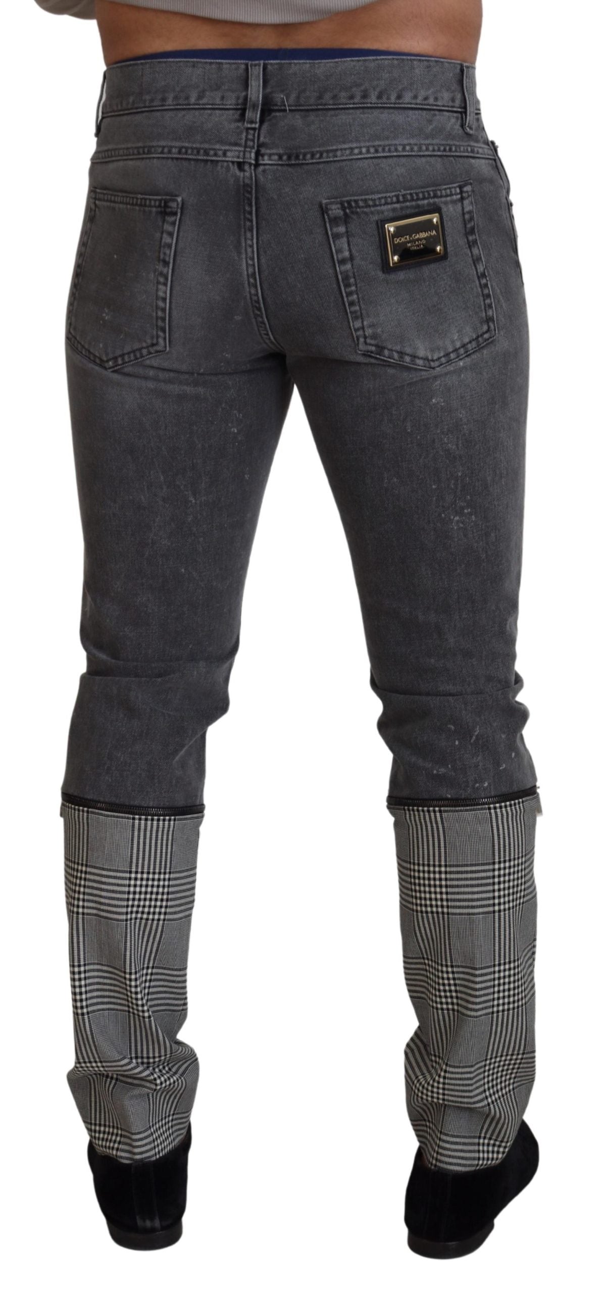 Dolce &amp; Gabbana Elegant grey checked denim treasure