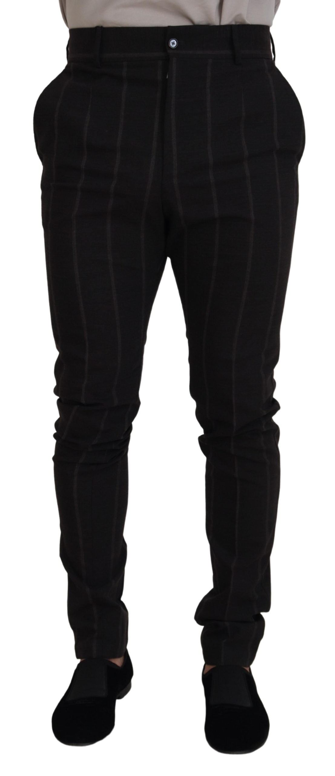 Dolce &amp; Gabbana Elegant black striped chino pants