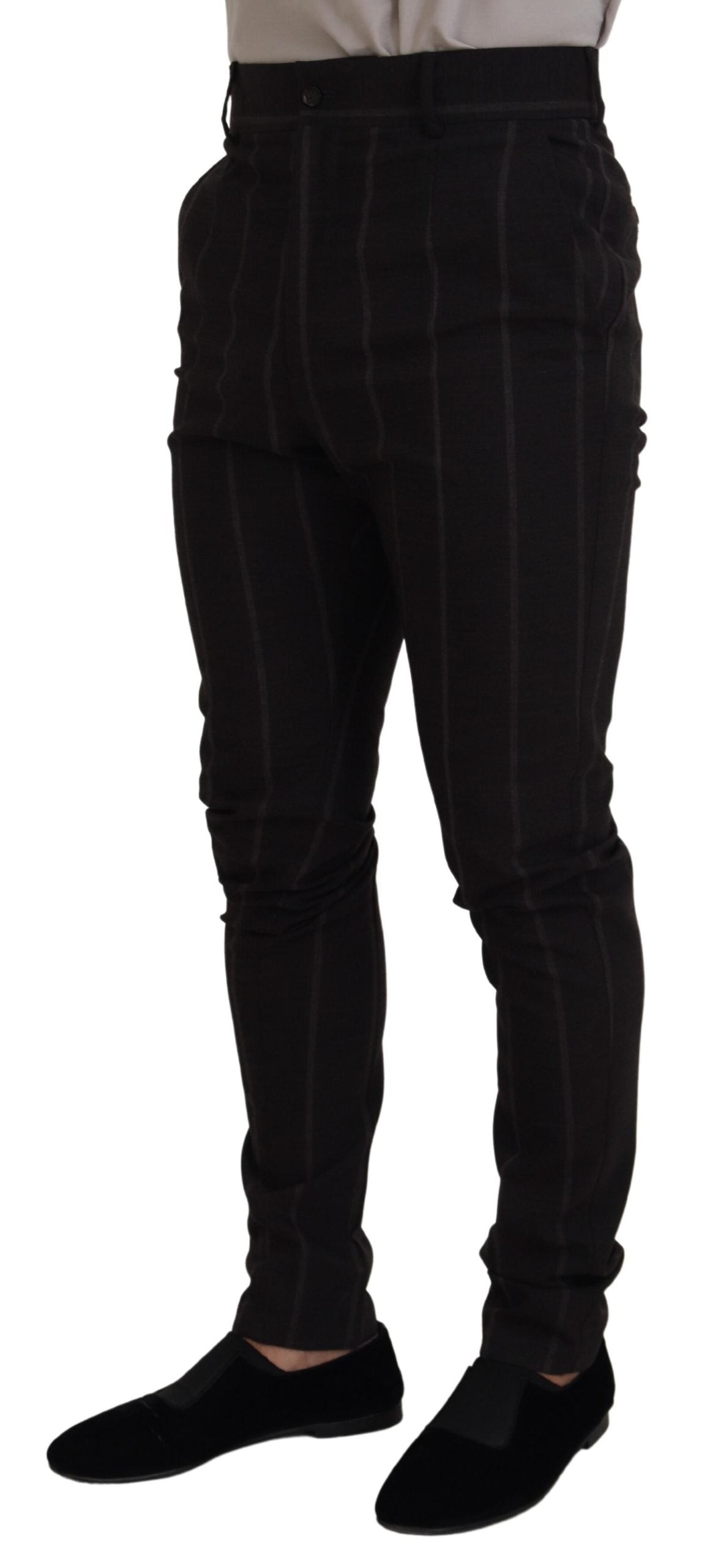 Dolce &amp; Gabbana Elegant black striped chino pants