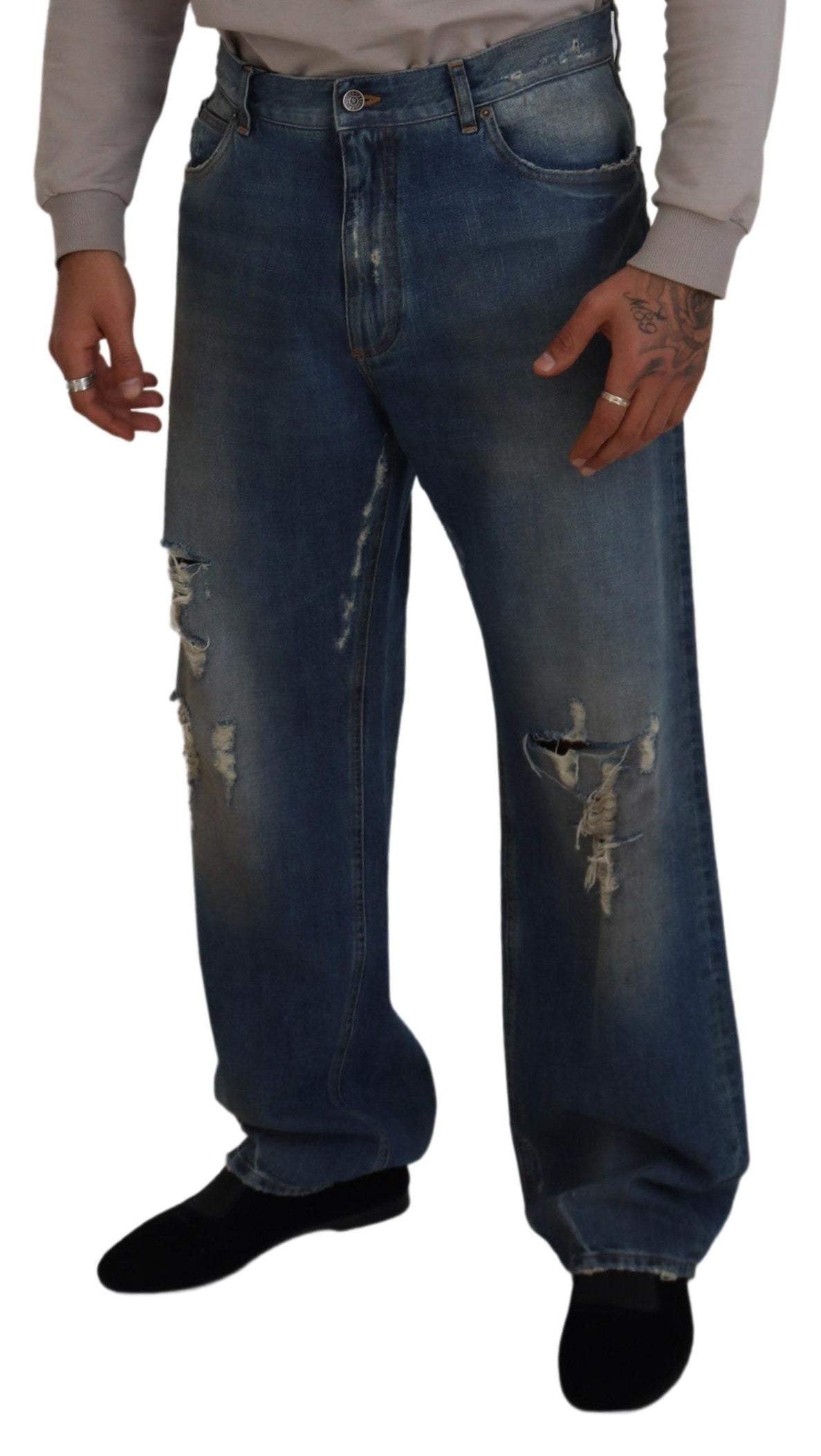 Dolce &amp; Gabbana Stunning Tattered Denim Italian Jeans