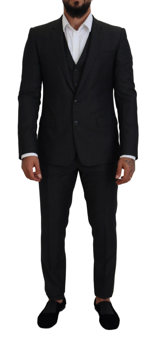 Dolce &amp; Gabbana Elegant three-piece martini suit in wool and silk in grey