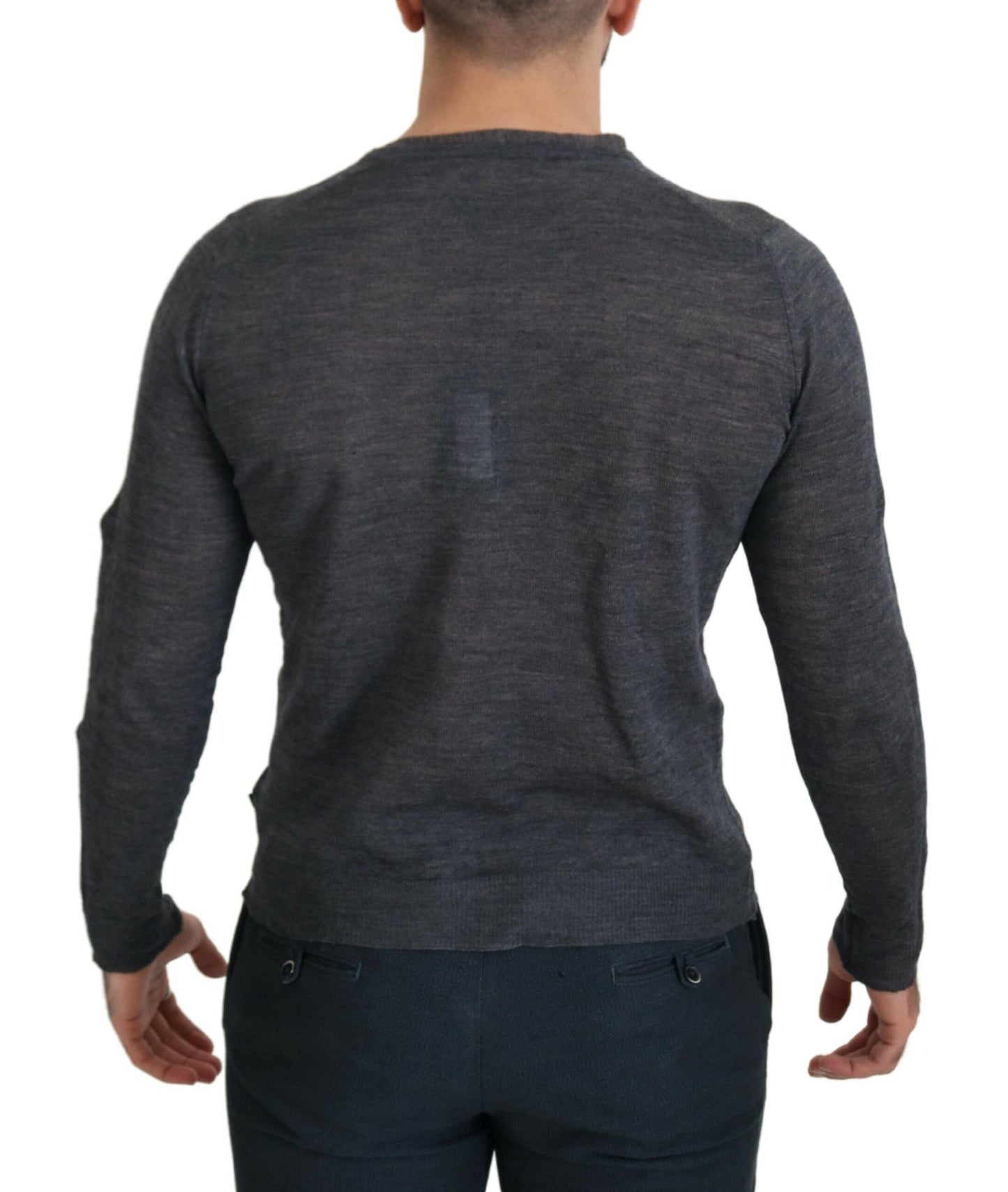 Puku National Plain Grey Crew Neck -neule