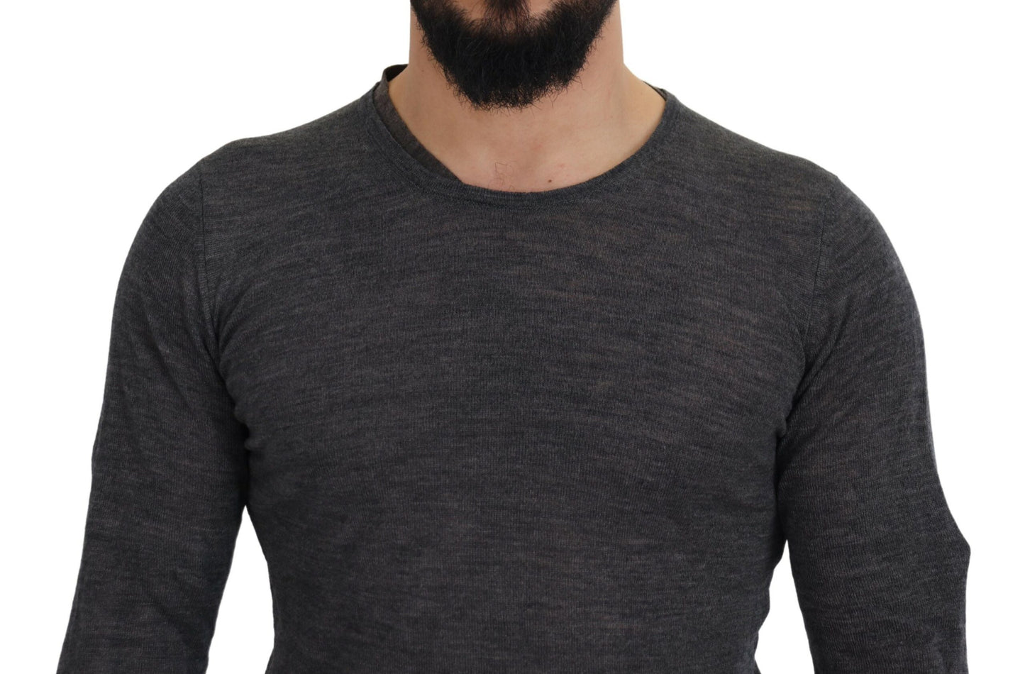 Puku National Plain Grey Crew Neck -neule