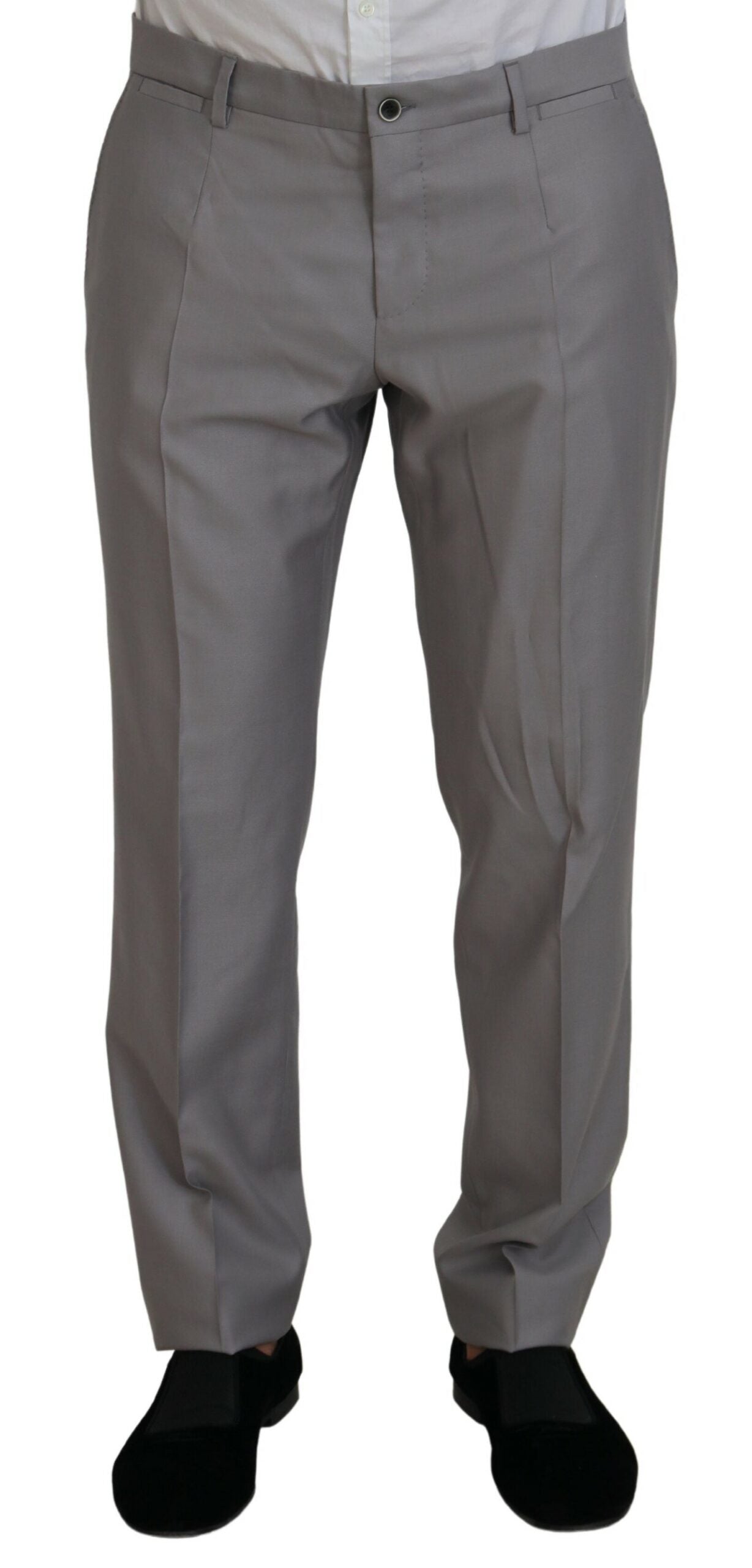 Dolce &amp; Gabbana Elegant Silver Slim Fit Suit Three-Piece