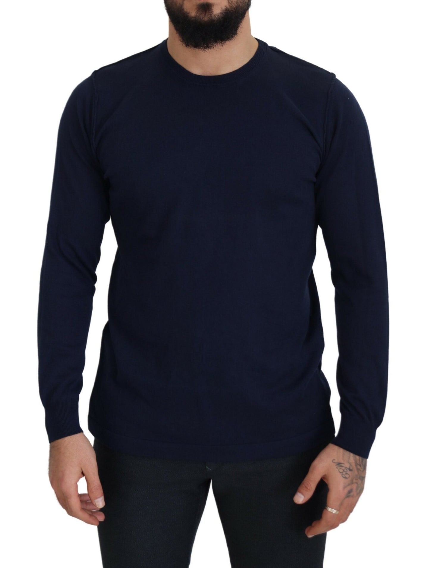 Paolo Pecora Milano Aito sininen Crew Neck -neulepusero