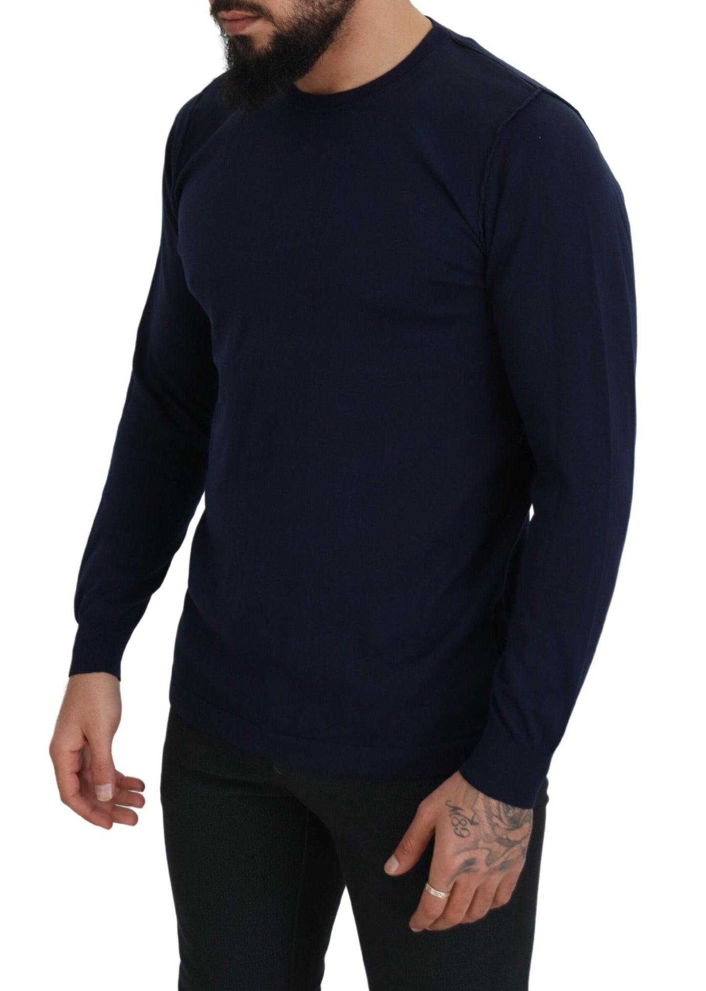 Paolo Pecora Milano Aito sininen Crew Neck -neulepusero