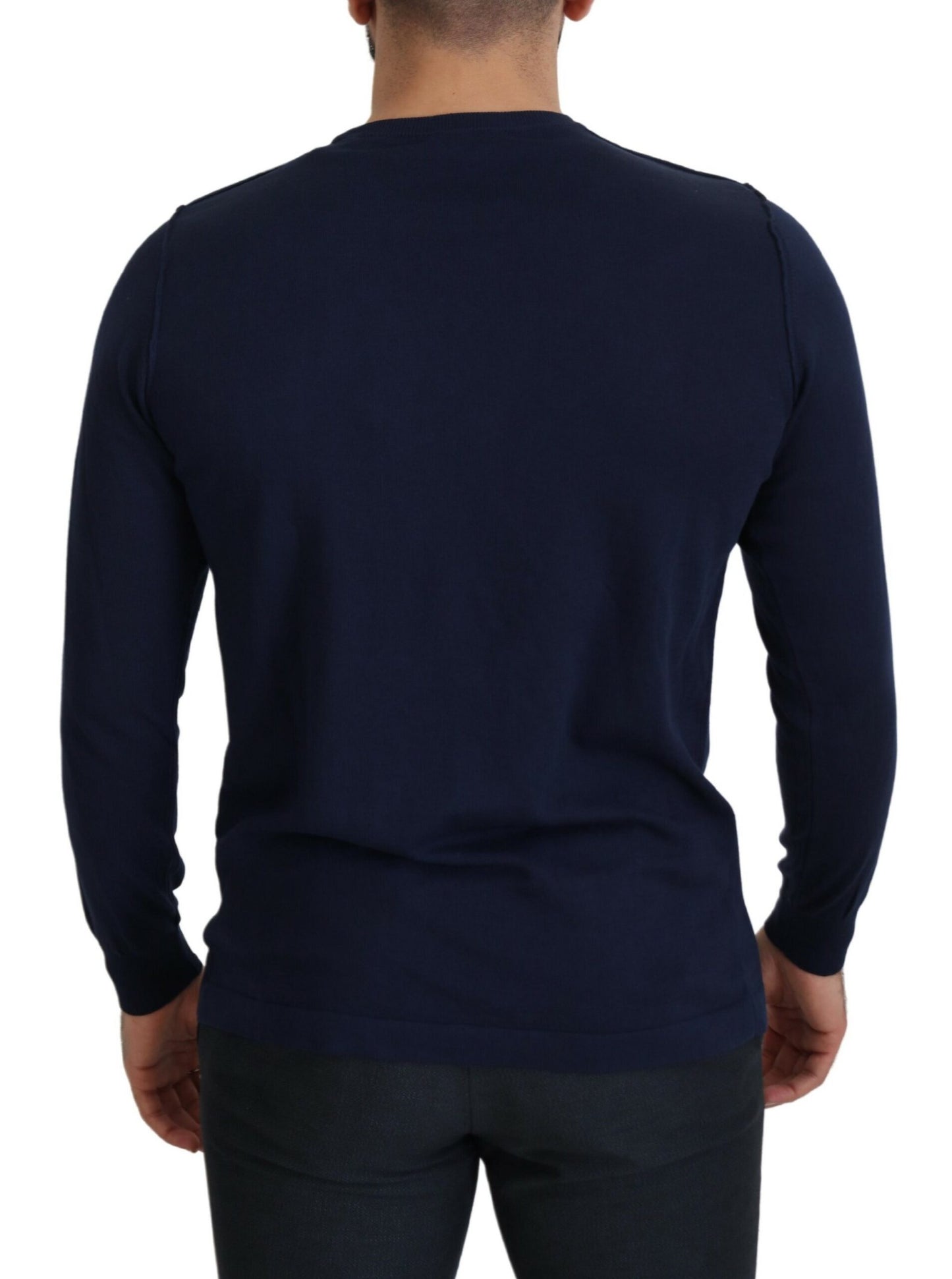 Paolo Pecora Milano Aito sininen Crew Neck -neulepusero