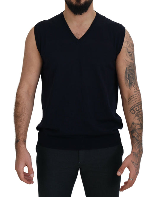 Paolo Pecora Milano Slim Black V-Neck Sleeveless Tank