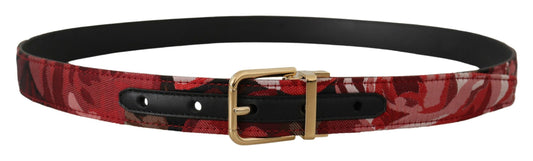 Dolce &amp; Gabbana Red multicolor leather belt with gold-colored buckle