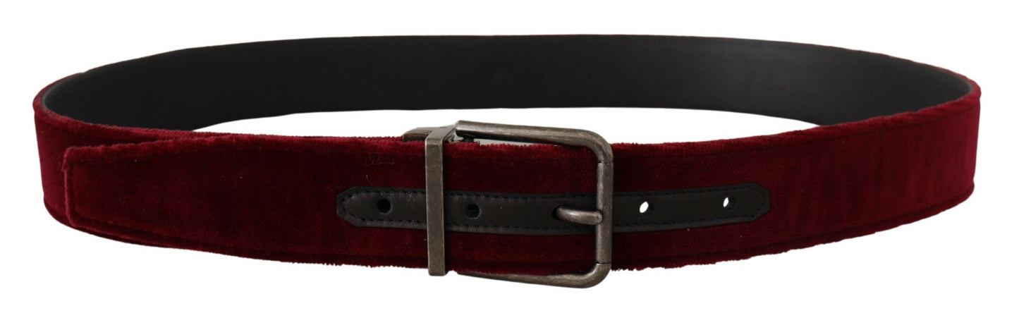 Dolce &amp; Gabbana Maroon Velvet Belt Elegance