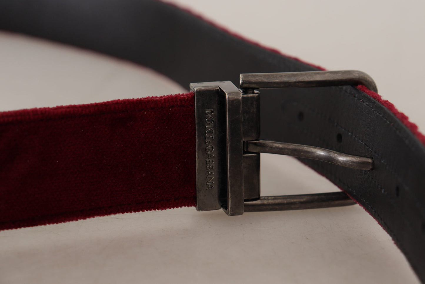 Dolce &amp; Gabbana Maroon Velvet Belt Elegance