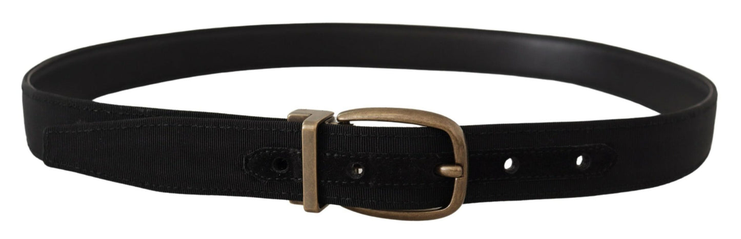 Dolce &amp; Gabbana Elegant Belt in Coarse-Grain Leather - Black