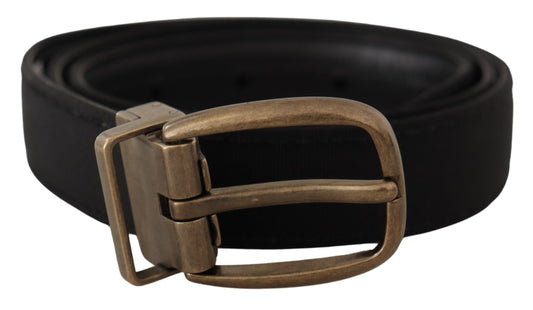 Dolce &amp; Gabbana Elegant Belt in Coarse-Grain Leather - Black