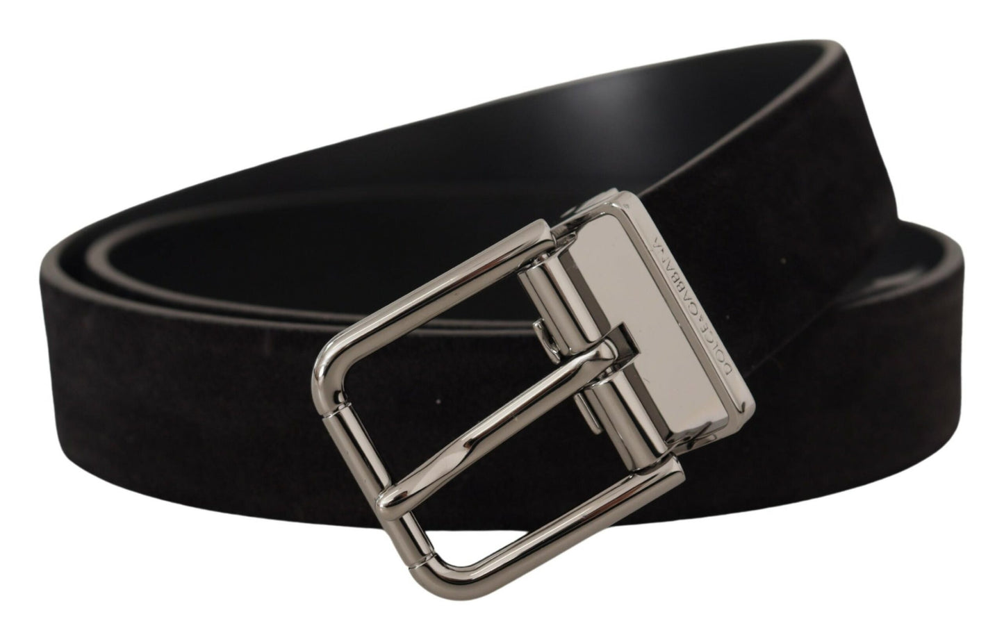 Dolce &amp; Gabbana Elegant black leather belt with grosgrain ribbon