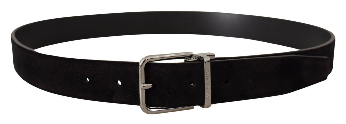 Dolce &amp; Gabbana Elegant black leather belt with grosgrain ribbon