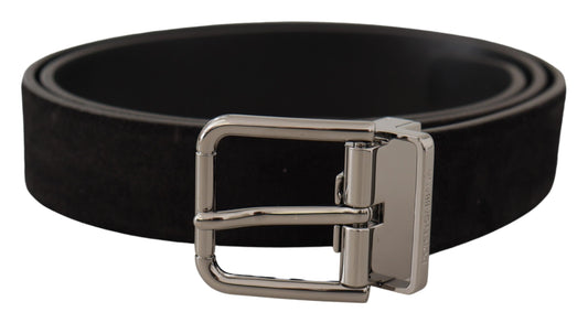 Dolce &amp; Gabbana Elegant black leather belt with grosgrain ribbon