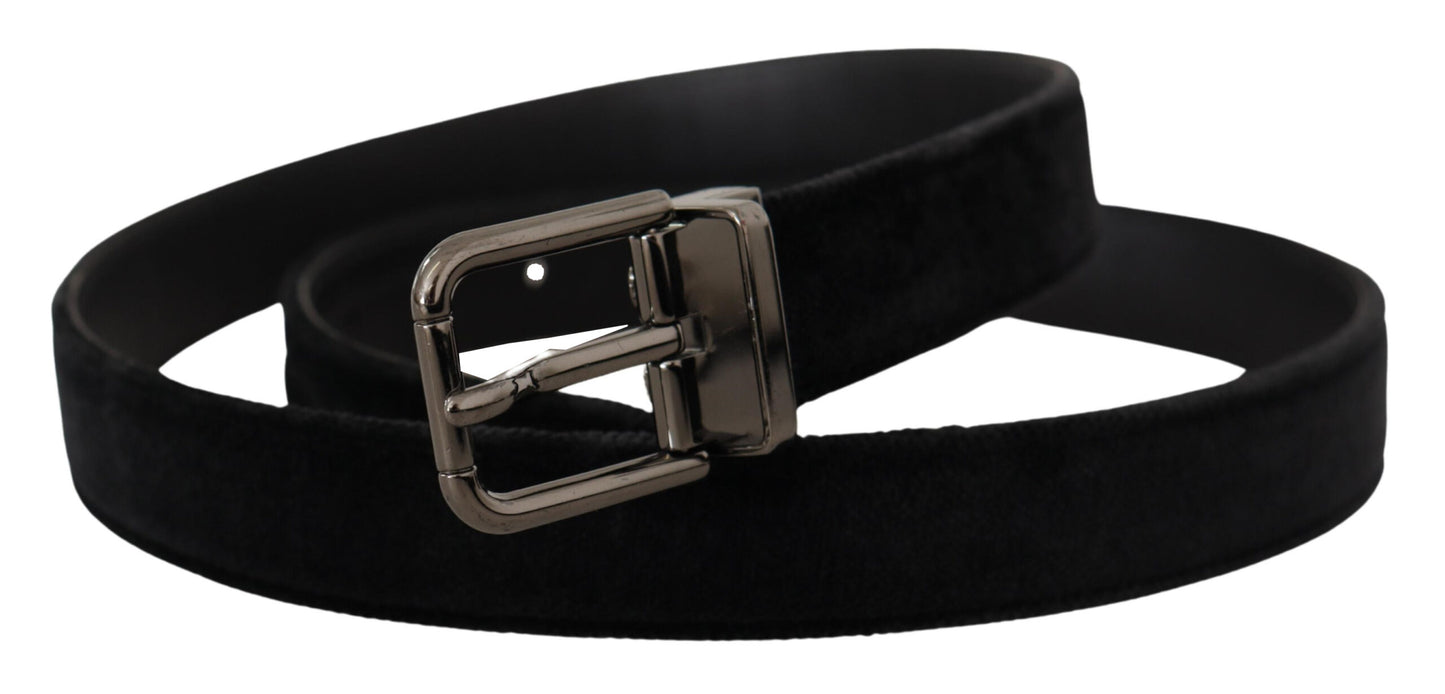 Dolce &amp; Gabbana Elegant black leather belt with silver buckle