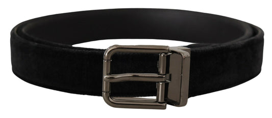 Dolce &amp; Gabbana Elegant black leather belt with silver buckle