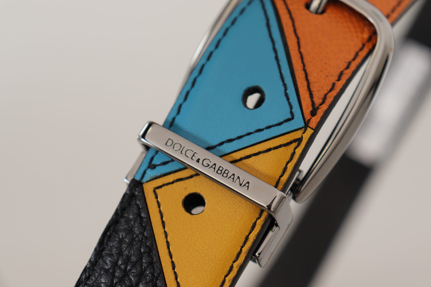 Dolce &amp; Gabbana Elegant multicolor leather belt with silver buckle