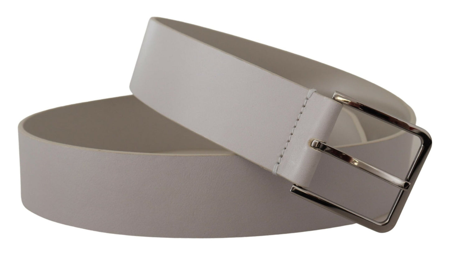 Dolce &amp; Gabbana Elegant white vitello leather belt