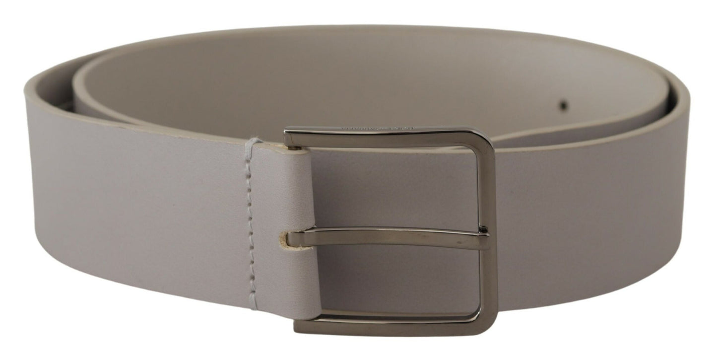 Dolce &amp; Gabbana Elegant white vitello leather belt