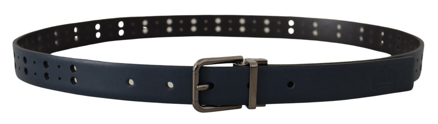 Dolce &amp; Gabbana Elegant blue leather belt with metal buckle