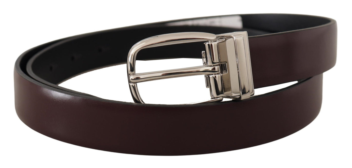 Dolce &amp; Gabbana Elegant leather belt with silver metal buckle