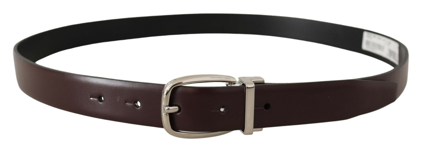 Dolce &amp; Gabbana Elegant leather belt with silver metal buckle