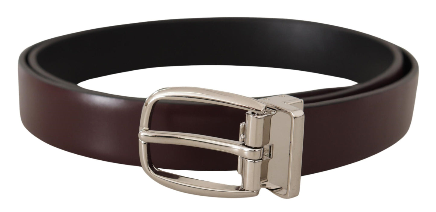 Dolce &amp; Gabbana Elegant leather belt with silver metal buckle