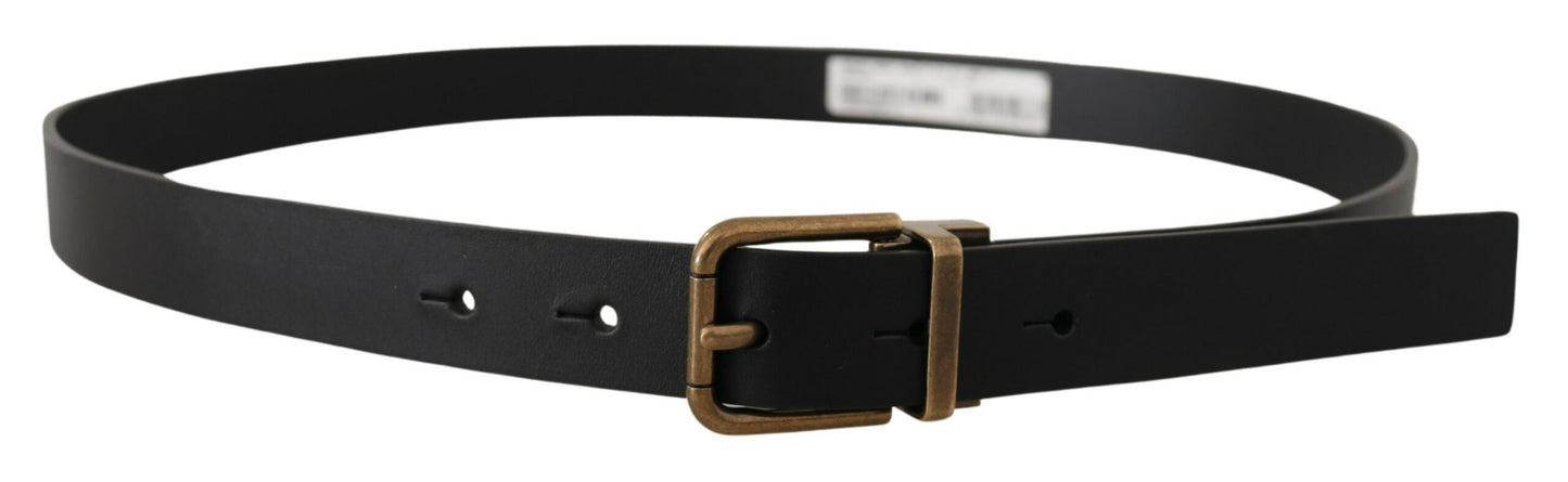 Dolce &amp; Gabbana Elegant black leather belt with vintage buckle