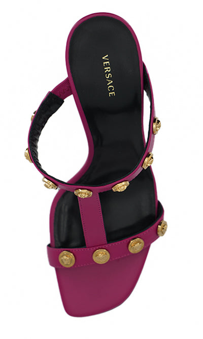 Versace Elegante hohe Sandalen aus lila Kalbsleder