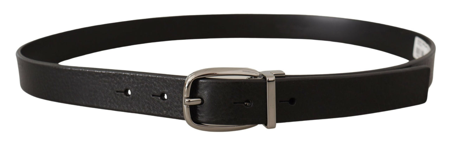 Dolce &amp; Gabbana Elegant black leather belt with metal buckle