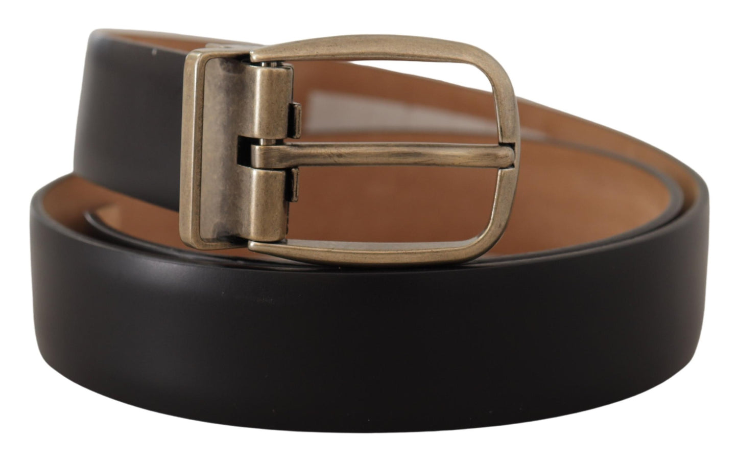 Dolce &amp; Gabbana Elegant black leather belt with metal buckle