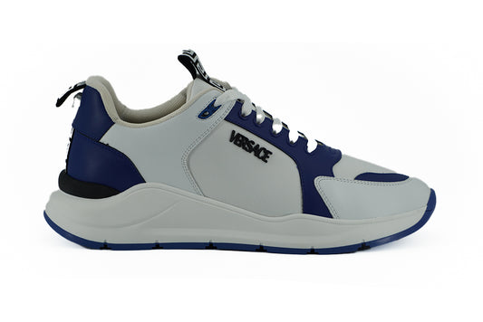 Versace Elegant Leather Sneakers in Blue and White