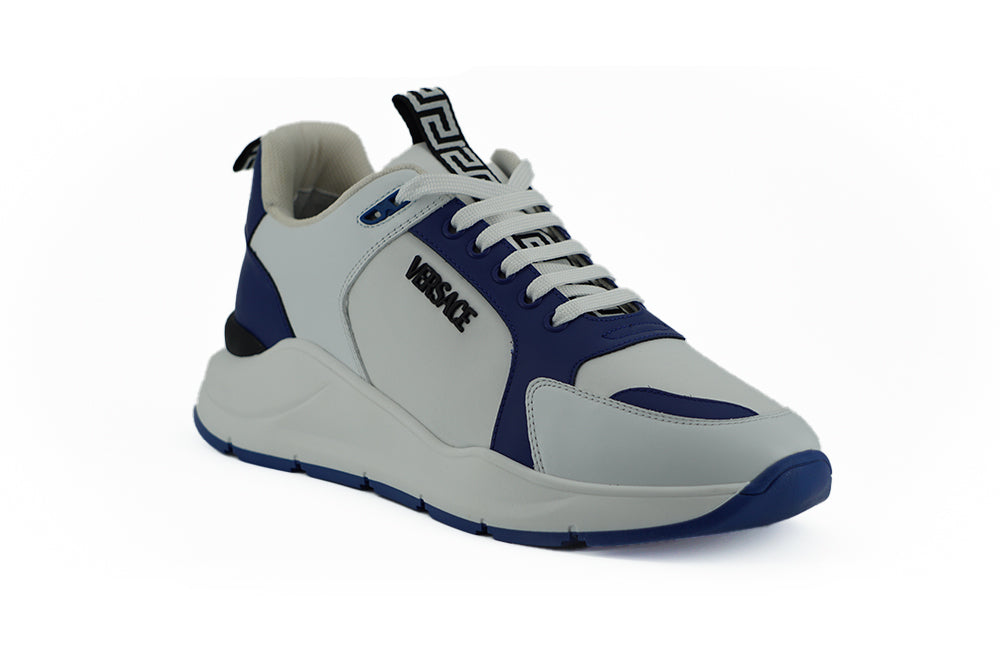 Versace Elegant Leather Sneakers in Blue and White